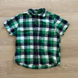 The North Face Men's Linen Blend Short Sleeve Button Down Plaid Shirt